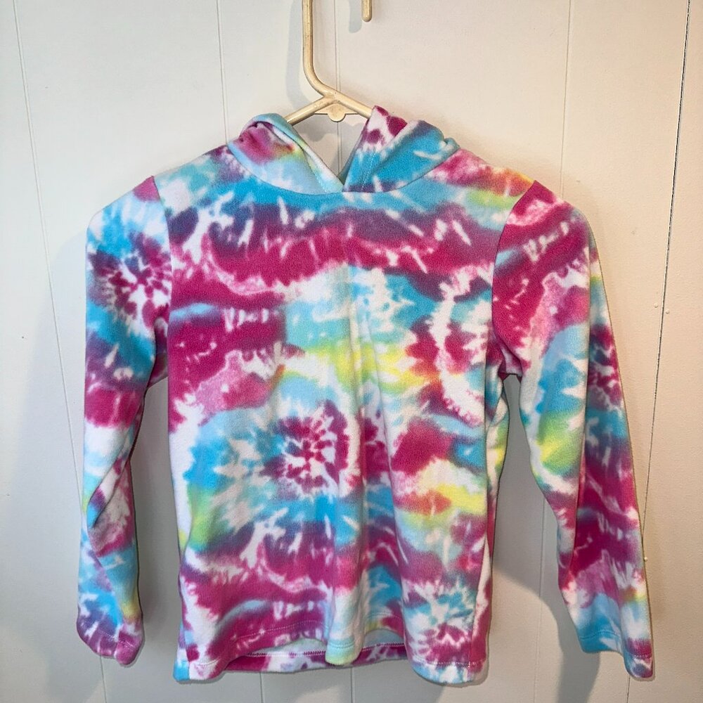PLACE Girls Colorful Tie-Dye Fleece Hoodie - Size 7/8
